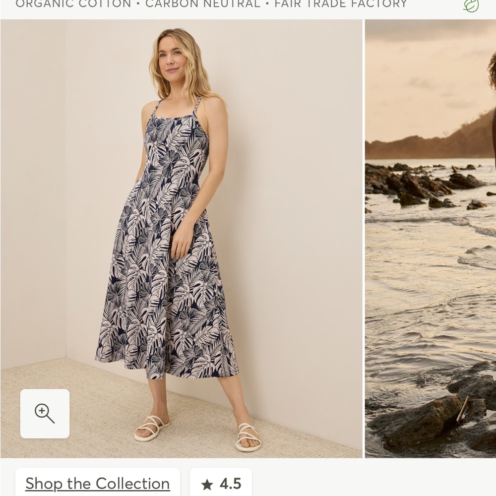 Pact Blue and White Spaghetti Strap Sundress
